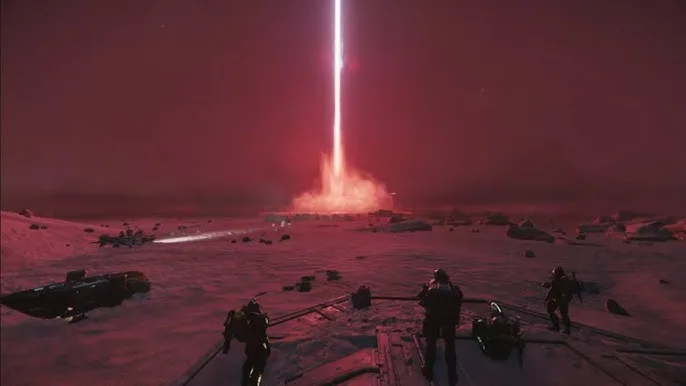 El rayo láser impactando en superficie: inicio visual del acceso a la mina del evento