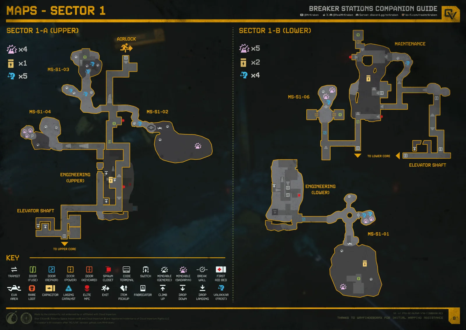 Mapa de Rock Cracker con Sector 1-A y 1-B, rutas interiores y puntos de interés